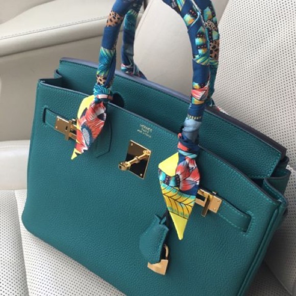 HERMES SILK TWILLY - DESIGN - BALLET AQUATIQUE IN COLOR BLEU AZUR/ROUGE/CIEL - Picture 6 of 11